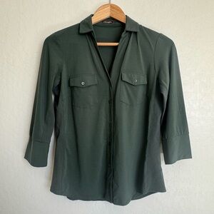 J. McLaughlin olive Green Brynn Lyford Jersey Knit Polo Shirt Size Small